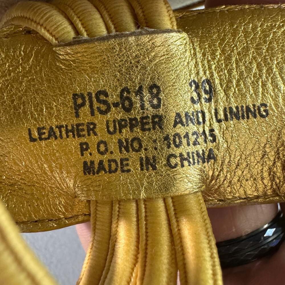 Alegria PIS-618 Slide Sandals Womens 39 Yellow Good Beaded Leather Elastic Boho - Picture 9 of 13